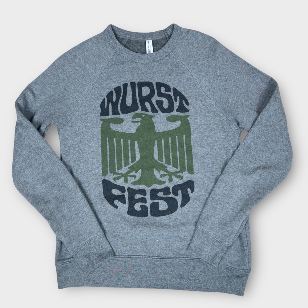 Wurstfest‎ Sweatshirt Womens Small Gray Raglan Fleece New Braunfels Texas Cozy